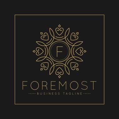 Klasik ve Lüks çizgi sanat süs tarzı vektör ile Mektup F Logo