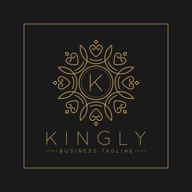 Klasik ve Lüks çizgi sanat süs tarzı vektör ile Mektup K Logo