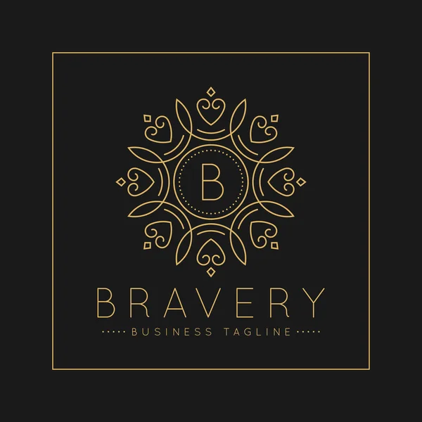 Carta B Logo com clássico e Luxuoso linha arte ornamento estilo vetor — Vetor de Stock