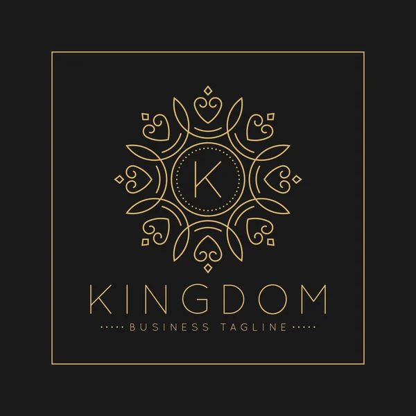 Lettera K Logo con linea classica e lussuosa arte ornamento stile vettore — Vettoriale Stock