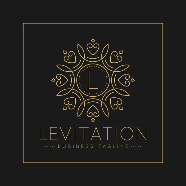Carta L Logo com clássico e Luxuoso linha arte ornamento estilo vetor — Vetor de Stock