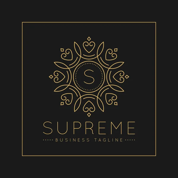 Carta S Logo com clássico e Luxuoso linha arte ornamento estilo vetor — Vetor de Stock