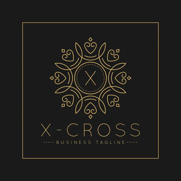 Letra X Logo con clásico y lujoso arte línea ornamento estilo vector — Vector de stock