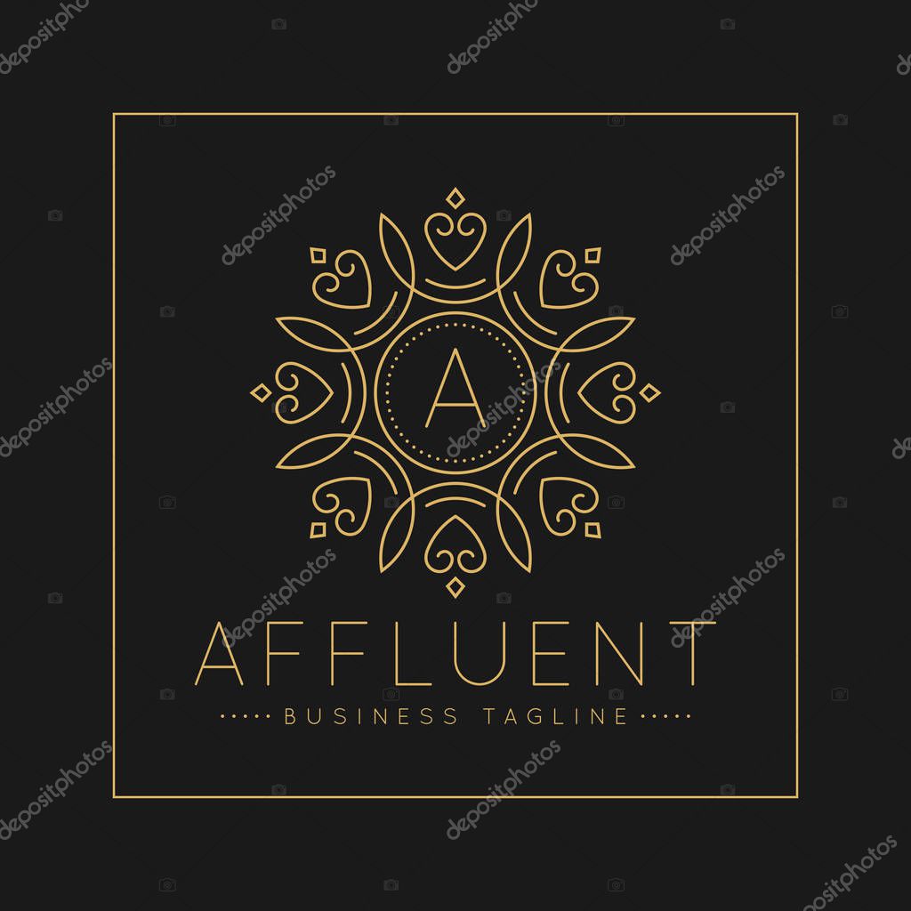 Letter A Logo with classic and Luxurious line art ornament style vector