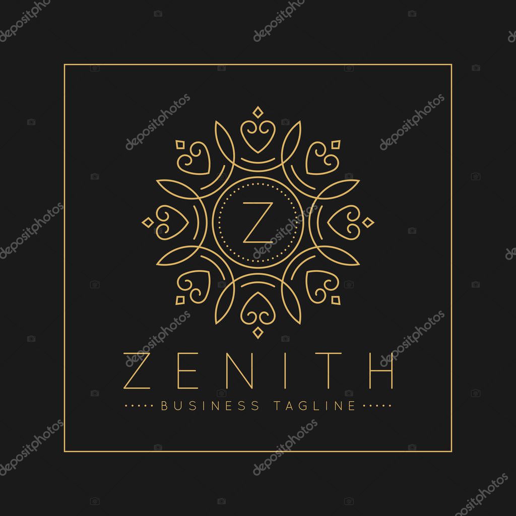 Letter Z Logo with classic and Luxurious line art ornament style vector