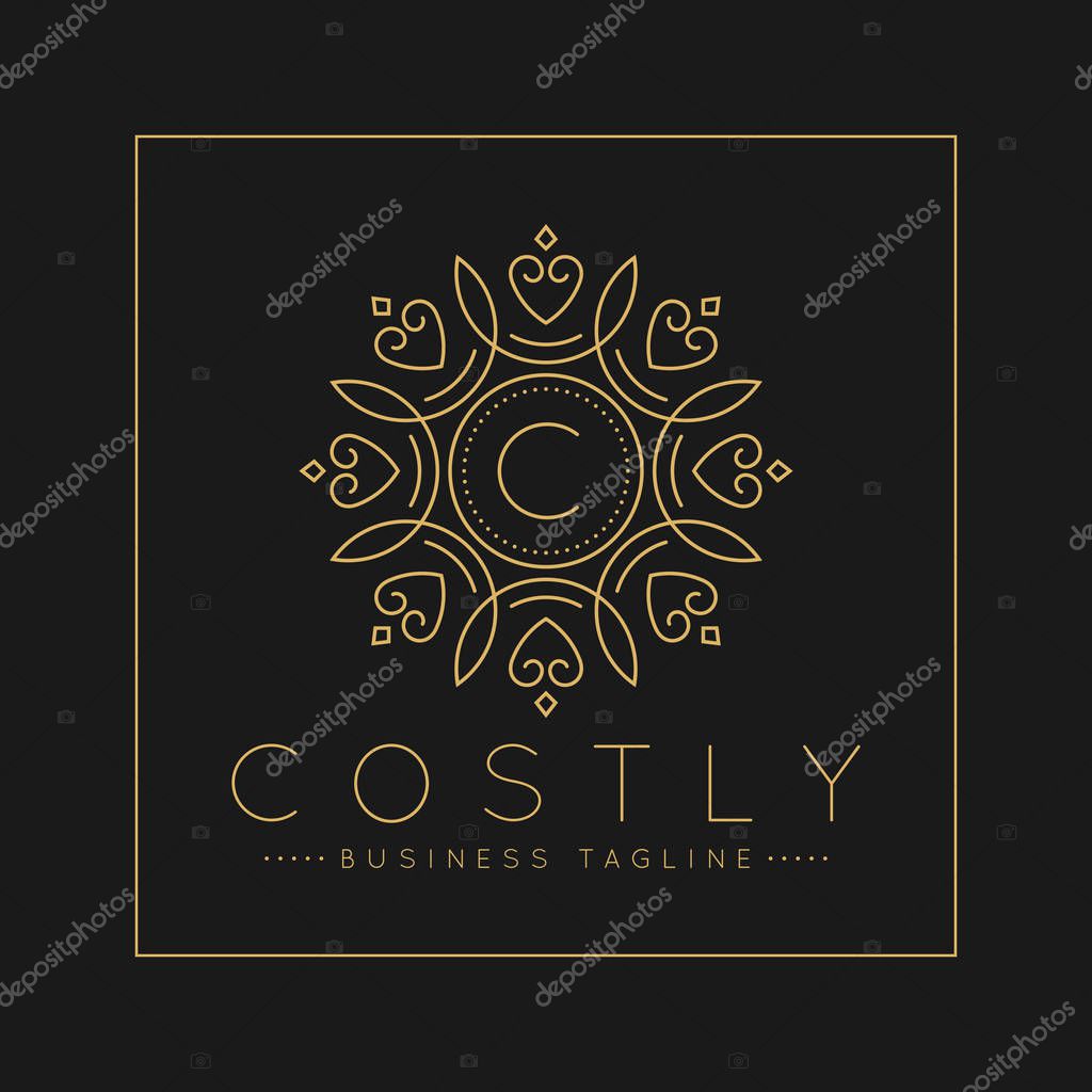 Letter A Logo with classic and Luxurious line art ornament style vector