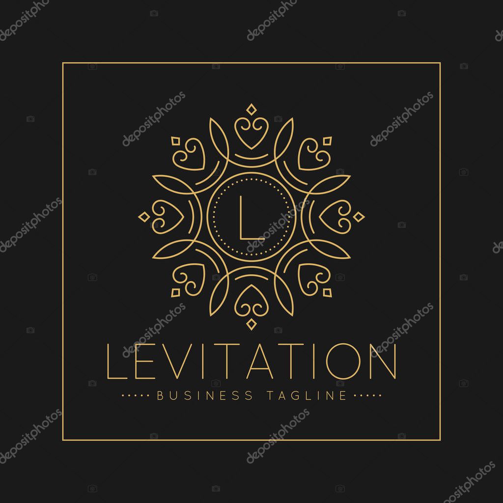Letter L Logo with classic and Luxurious line art ornament style vector
