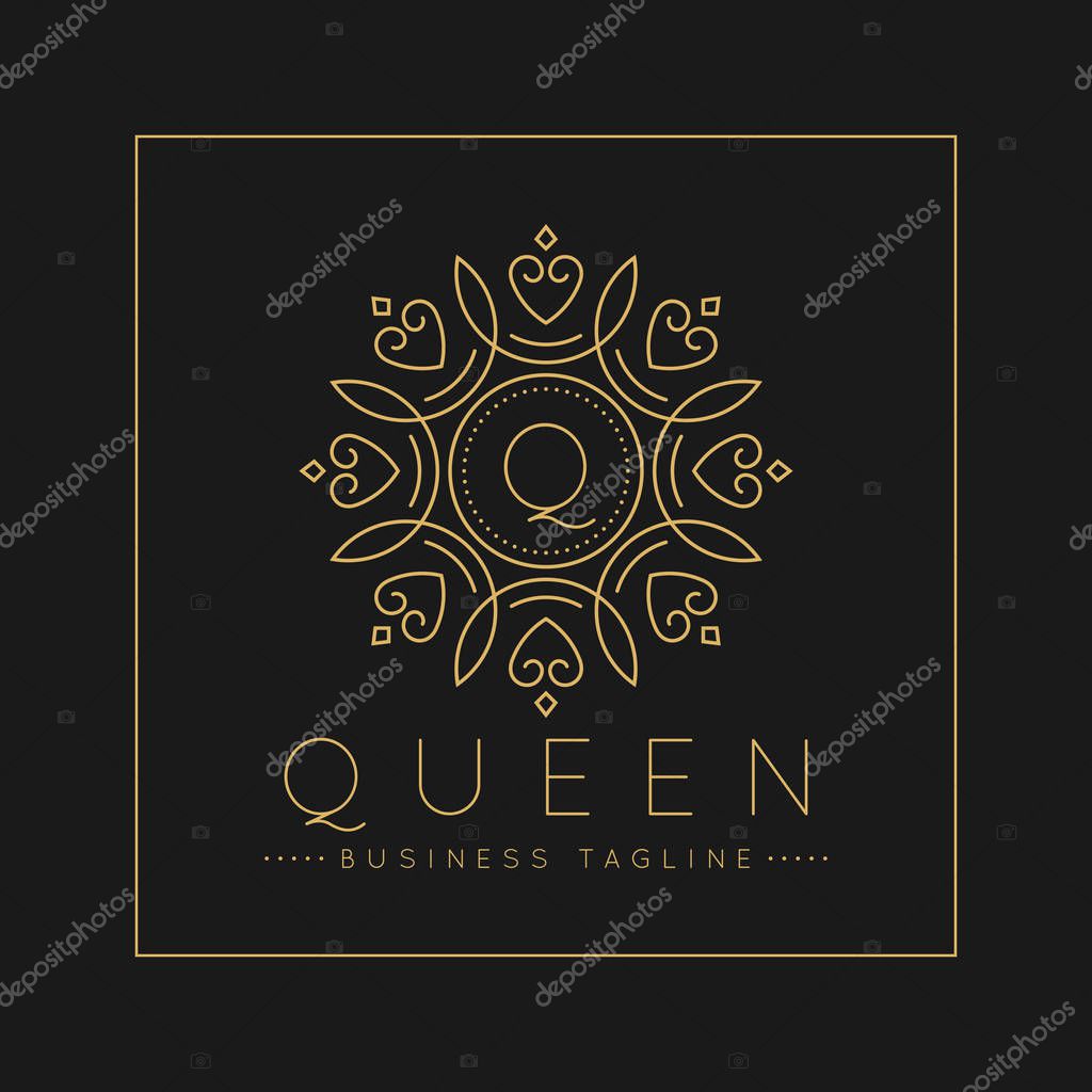 Letter Q Logo with classic and Luxurious line art ornament style vector