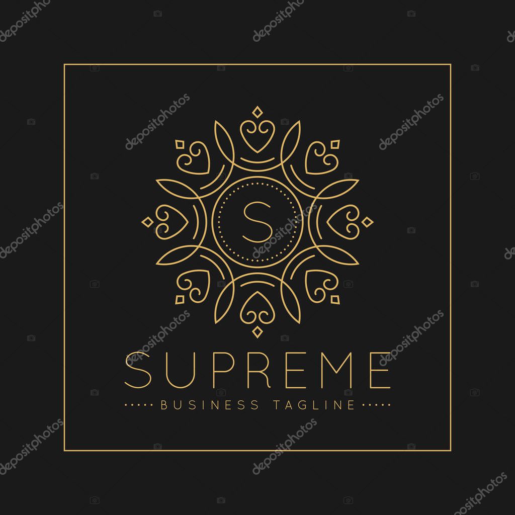 Letter S Logo with classic and Luxurious line art ornament style vector