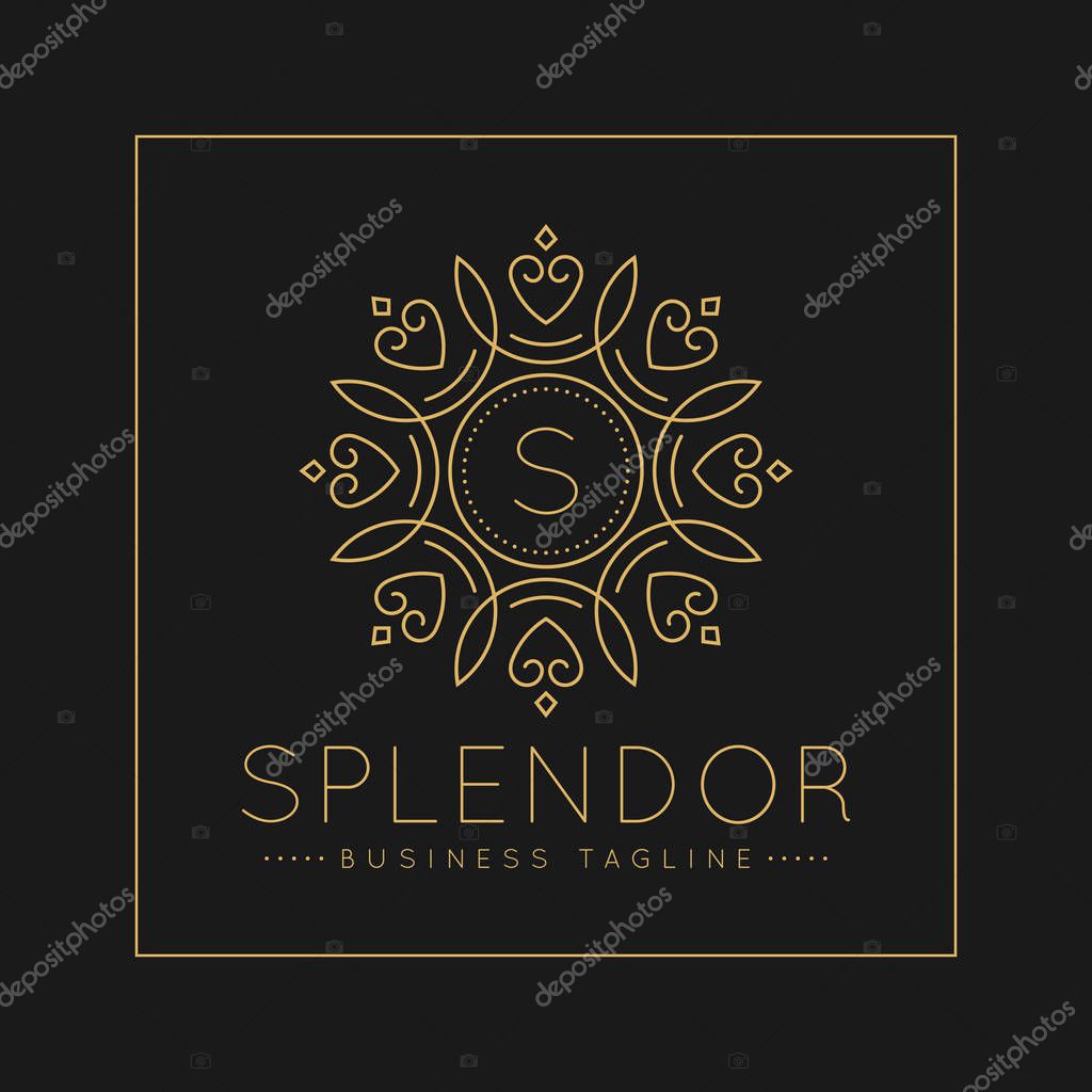 Letter S Logo with classic and Luxurious line art ornament style vector
