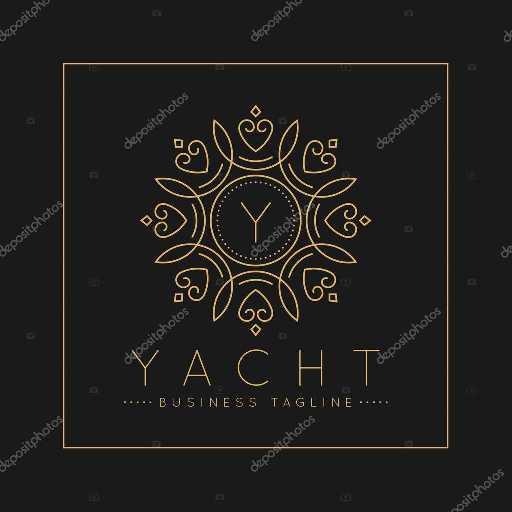 Letter Y Logo with classic and Luxurious line art ornament style vector