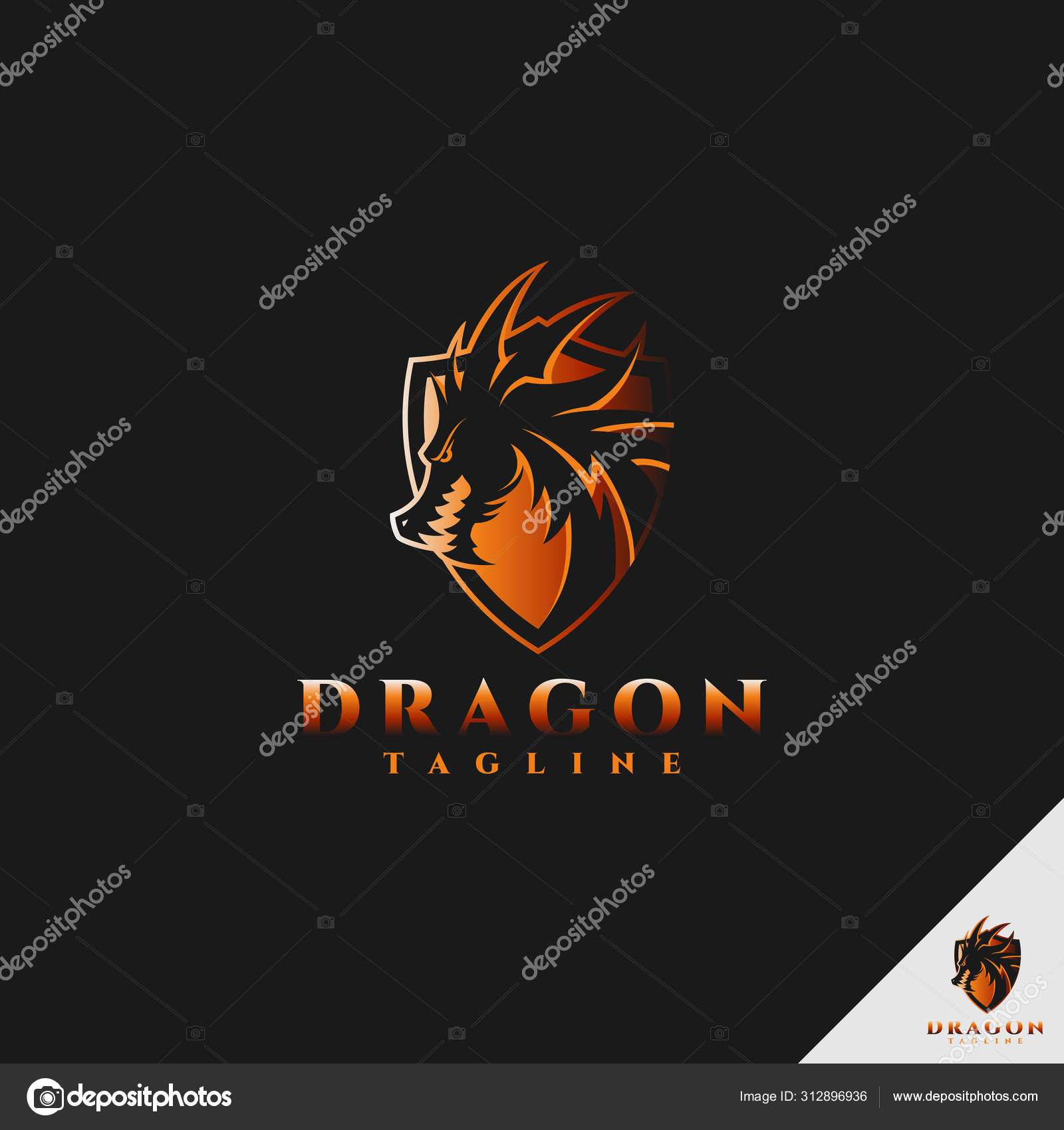 Dragon Logo Multipurpose Dragon Logo With Shield Concept Vector Image By C Asmaraisme Vector Stock