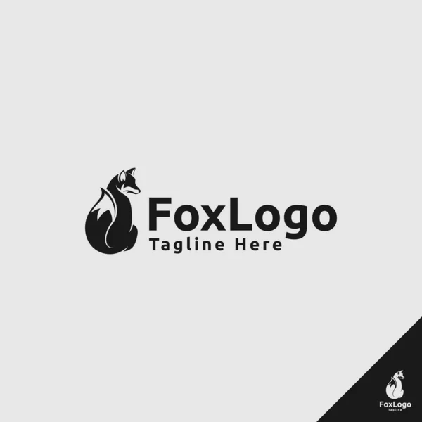 Logo Fox con estilo de silueta y apariencia detrás del concepto — Vector de stock