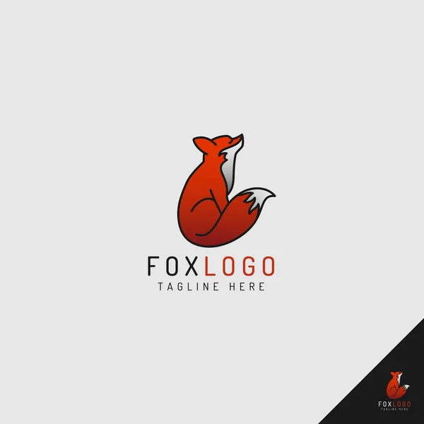 Fox Logo with simple color and outline style use calm animal concept looking up — Stock Vector