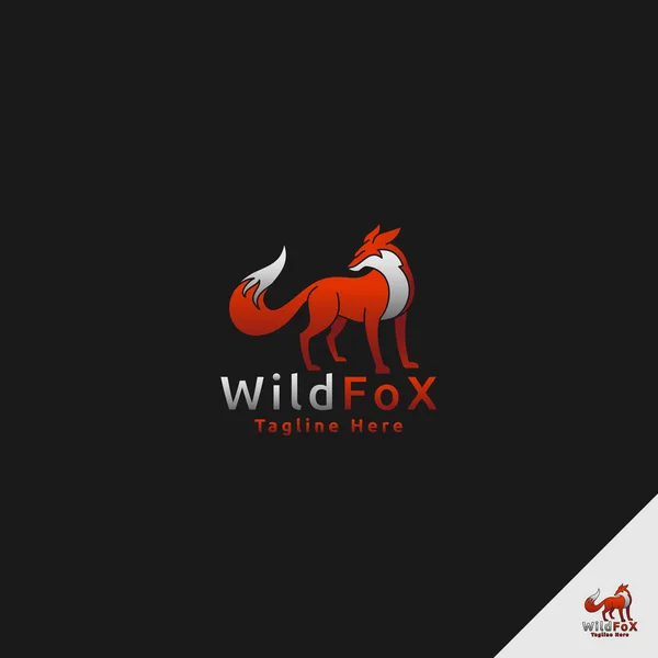 Fox Logo avec la couleur simple et le style de contour utilisent le concept de chasseur d'animaux sauvages regardant en arrière — Image vectorielle
