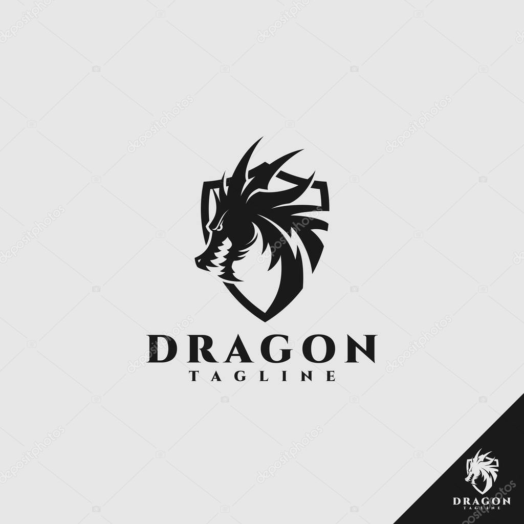Dragon Logo with shield concept
