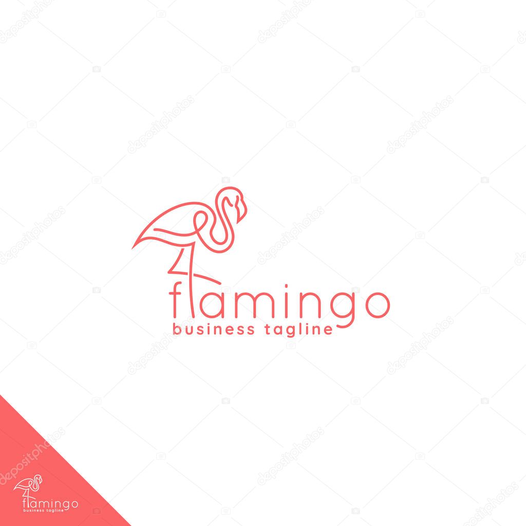 Flamingo logo with stylish simple line art concept idea