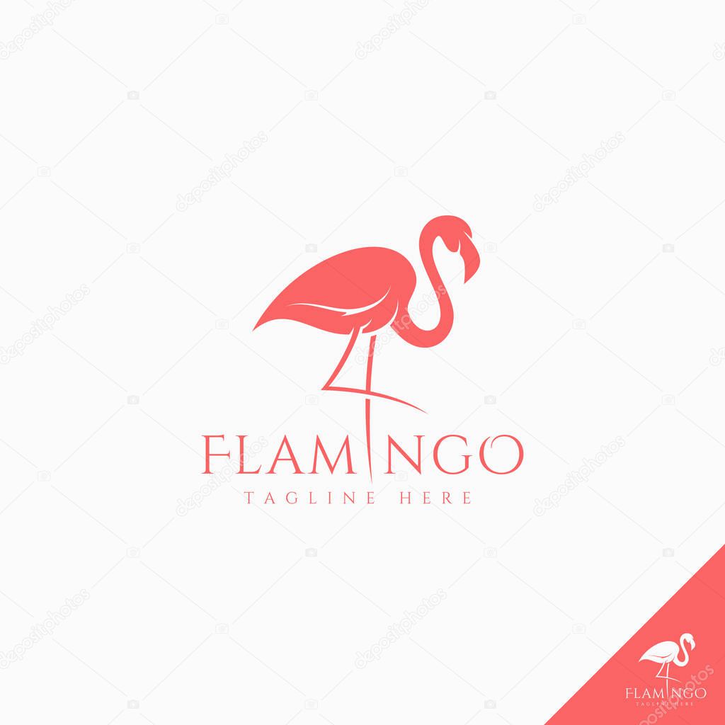 Flamingo logo with simple silhouette style art concept idea