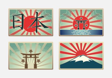 Japon Kültür Tarihi Taşı Vektörü