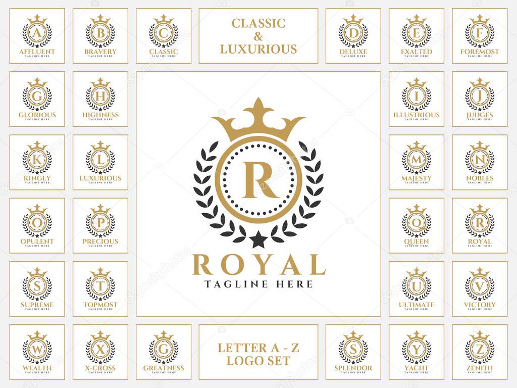 Luxurious letter logo set with Royal classic ornament style