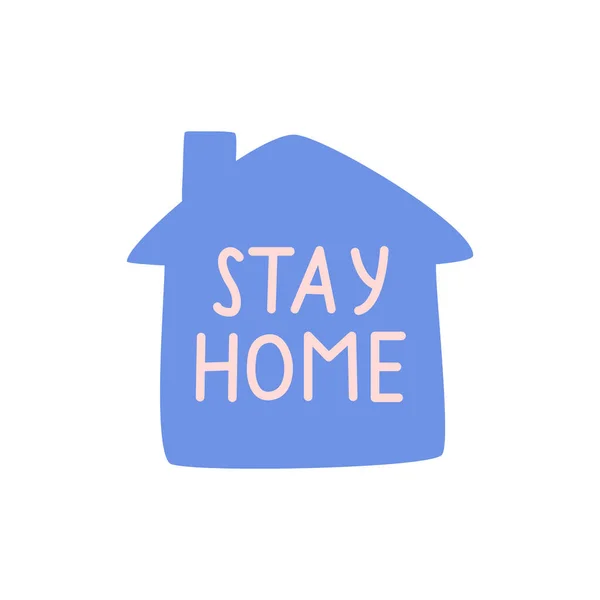 Stay at home, under the roof of the house. Appeal to self-isolation as a sign or symbol. — Stock Vector