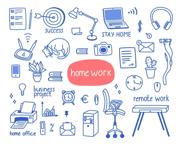 Work from home a set of objects. — Stock Vector