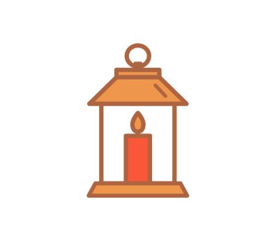 Beyaz arkaplanda bir mum bulunan soyut fenerin vektör çizimi.