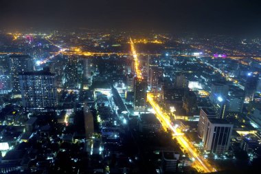 Gece şehir, üstten görünüm, Bangkok