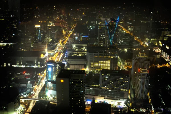 Noc Miasto Widok Góry Bangkok — Zdjęcie stockowe