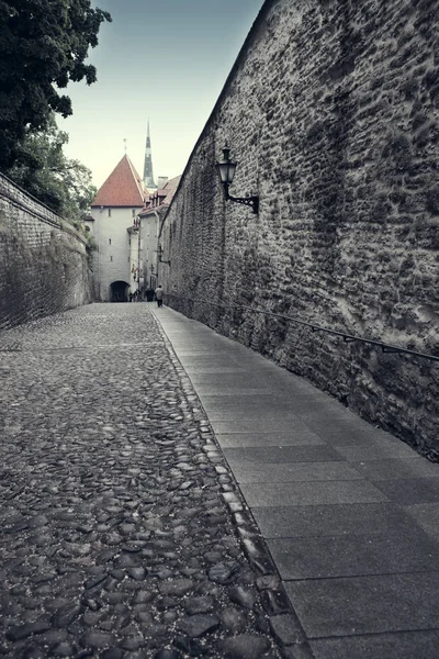 Oude Huizen Straten Van Oude Stad Tallinn Estland Toning — Stockfoto