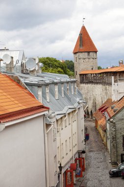Ortaçağ kule - duvar parçası. Tallinn, Estonya