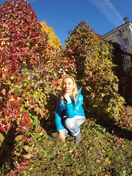 Hermosa Mujer Parque Otoño — Foto de Stock