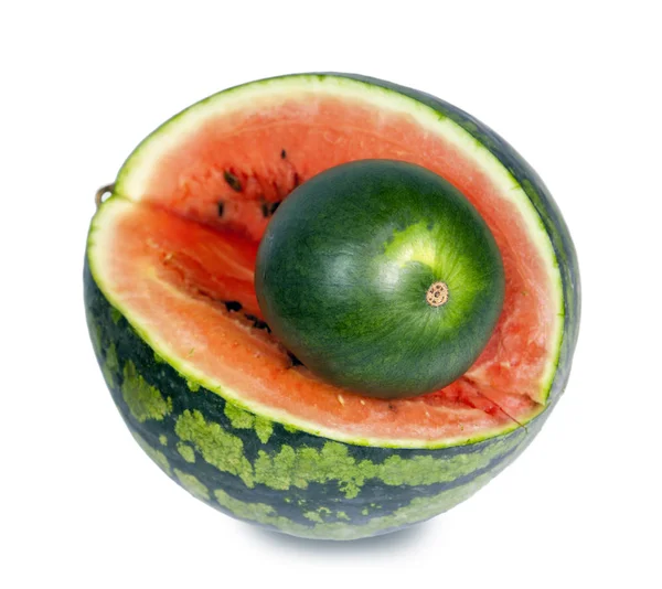 Two Water Melons Various Grades Big Dwarfish — Stock Photo, Image