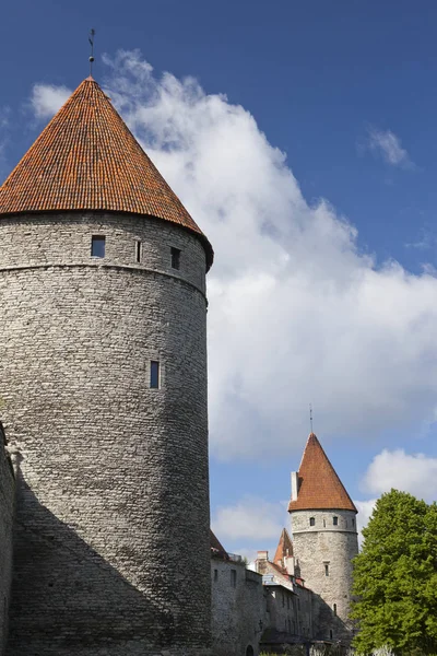 Menara Abad Pertengahan Bagian Dari Tembok Kota Tallinn Estonia — Stok Foto