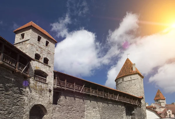 Medeltida Torn Del Stadsmuren Tallinn Estland — Stockfoto