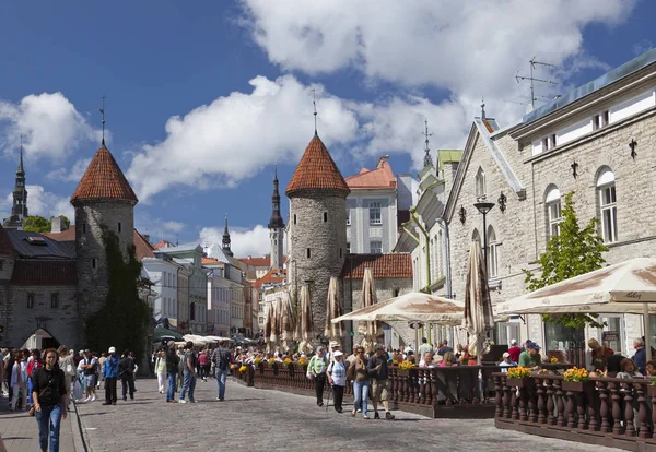 Tallinn Estônia Junho Turistas Entrada Portão Viru Cidade Velha Junho — Fotografia de Stock