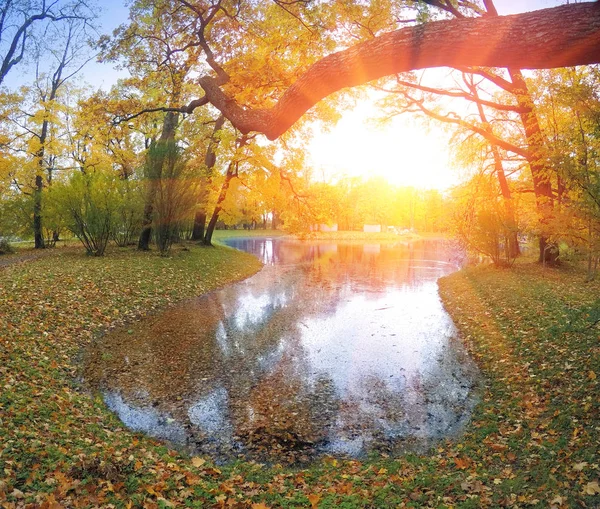 Осенний Парк Рекой — стоковое фото