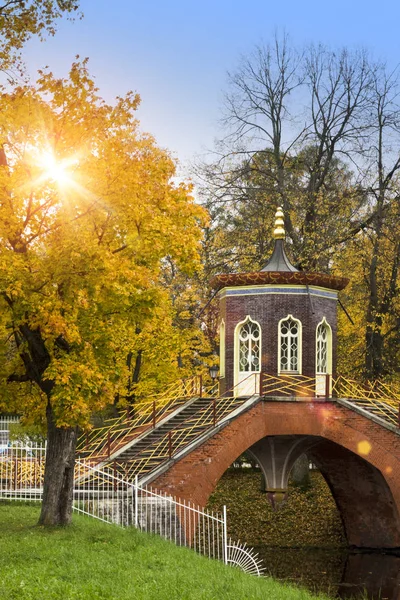 Krestovy Köprü Petersburg Puşkin Rusya Nın Banliyösünde Günbatımı Güneş Güzel — Stok fotoğraf