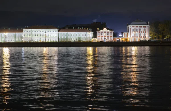 Night View University Embankment Petersburg Neva River — Stock Photo, Image