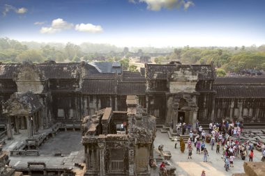 Siem Reap, Kamboçya - 31 Ocak 2015: Angkor Wat Tapınağı turist, Siem reap, Kamboçya.