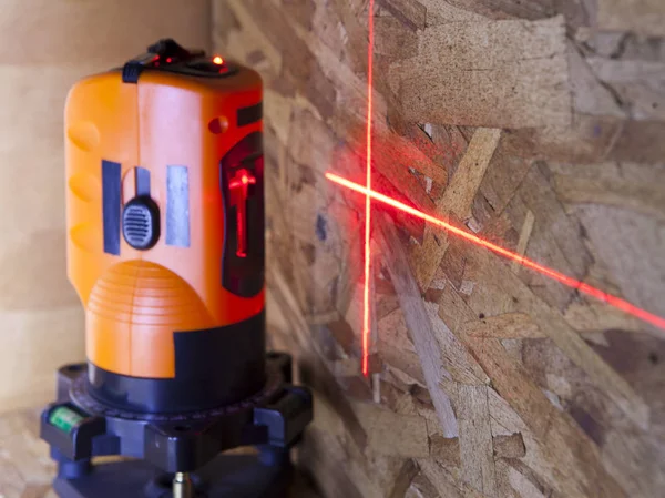 Nível Medição Laser Para Obras Construção Pequena Profundidade Nitidez Foco — Fotografia de Stock