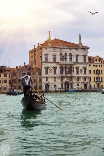 Italie Venise Grand Canal Avec Gondole — Photo