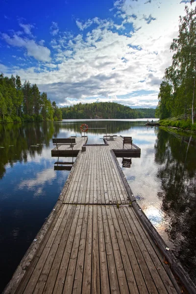 Die Anlegestelle Waldsee Finnland — Stockfoto