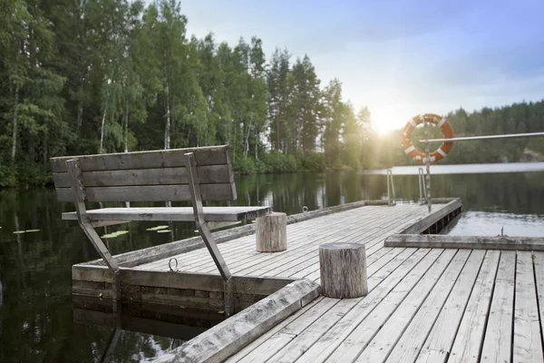 Ormeggio Sul Lago Della Foresta Finlandia — Foto Stock