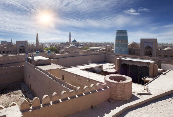 Flygfoto Gatorna Den Gamla Staden Uzbekistan Khiva — Stockfoto