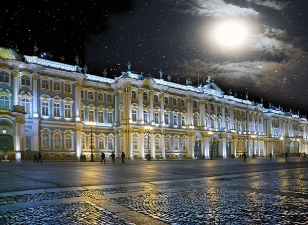 San Petersburgo Rusia Plaza Del Palacio Palacio Invierno Iluminación Nocturna — Foto de Stock