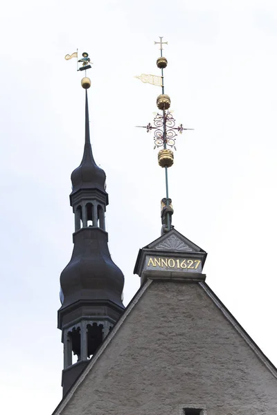 Gamla Stan Tallinn Estland Medeltida Vindflöjel Gamla Thomas Rådhustornet — Stockfoto