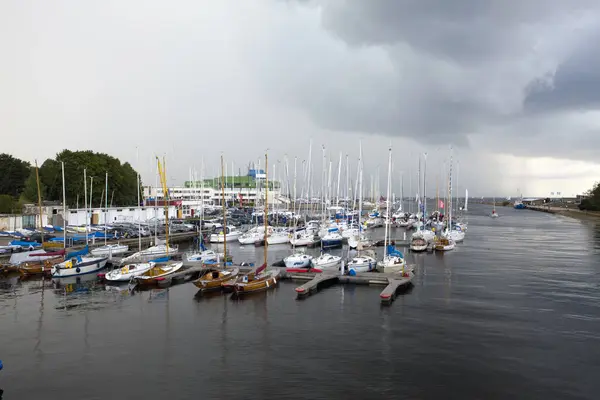 Tallinn Estland September 2015 Parkering Små Fartyg Båtar Tallinn Pirita — Stockfoto