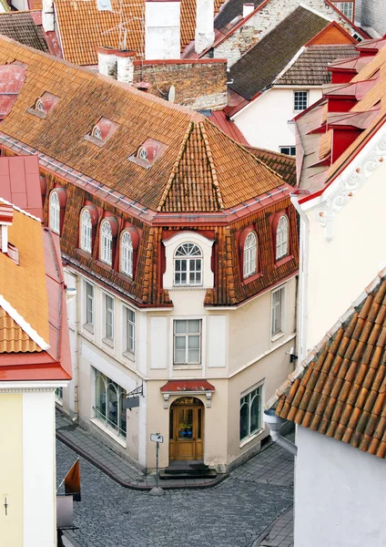 Město Panorama Vyhlídkové Paluby Střechách Starého Města Tallinne Estonsko — Stock fotografie
