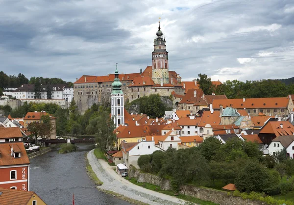 Cesky Krumlov Viharos Felhők Cseh Köztársaság — Stock Fotó